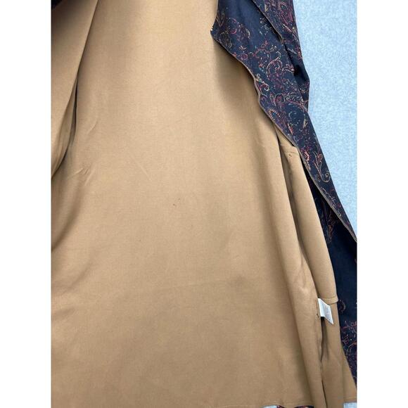 Anthropologie Solitaire Womens Midi Trench Jacket Size S Paisley Boho Faux Suede - Picture 10 of 11